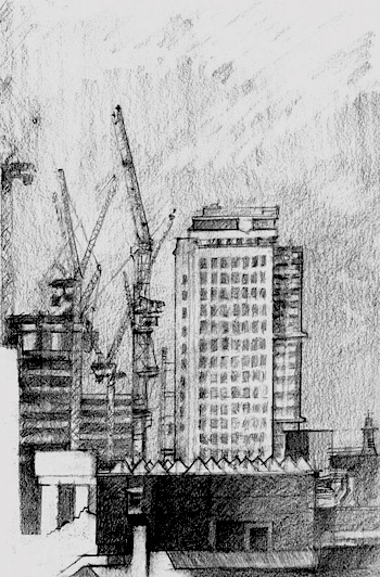 Sketch of London South Bank.