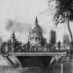 drawing of St Pauls from Tate Modern